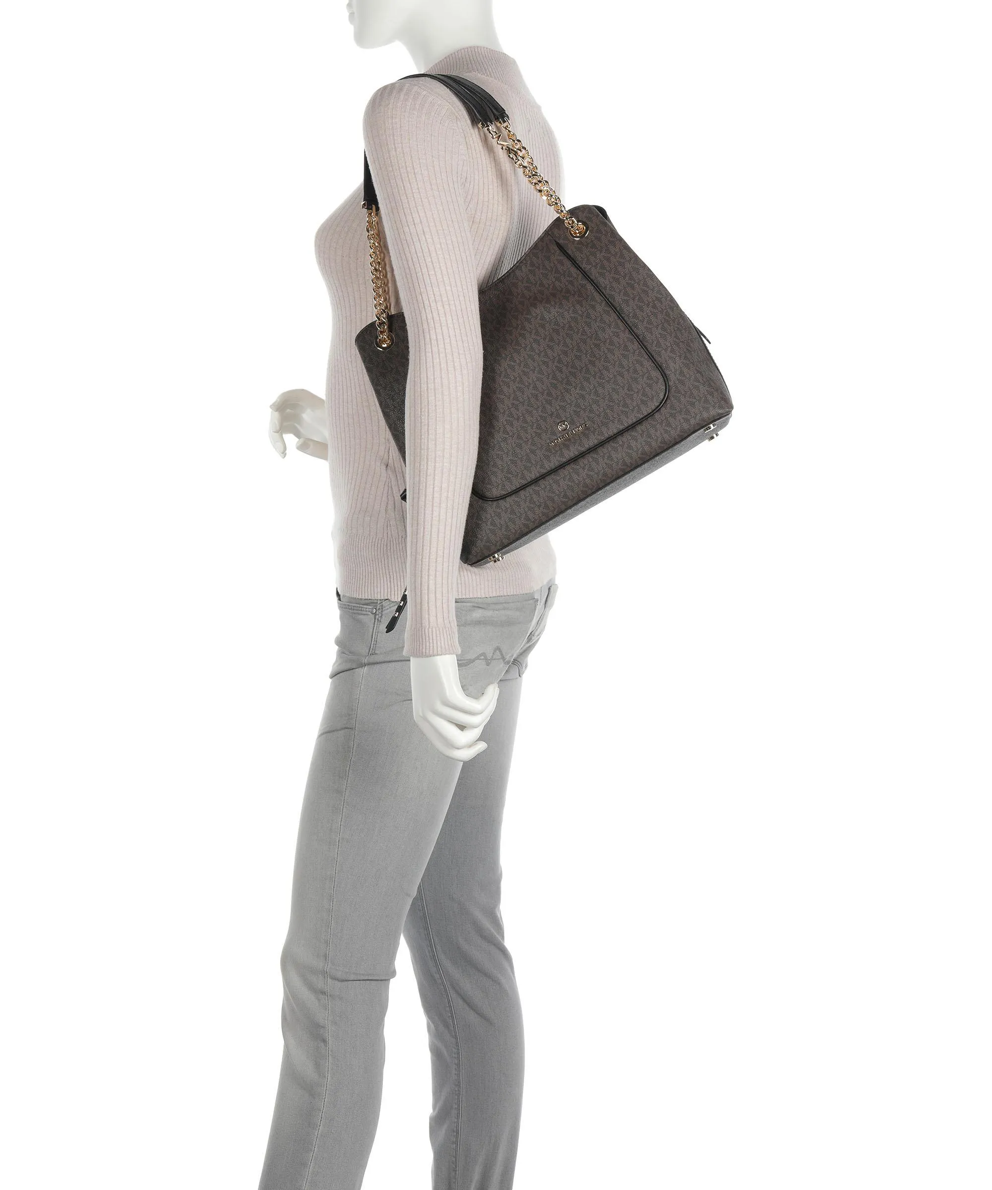  Michael Kors Piper Borsa hobo tela marrone scuro  
