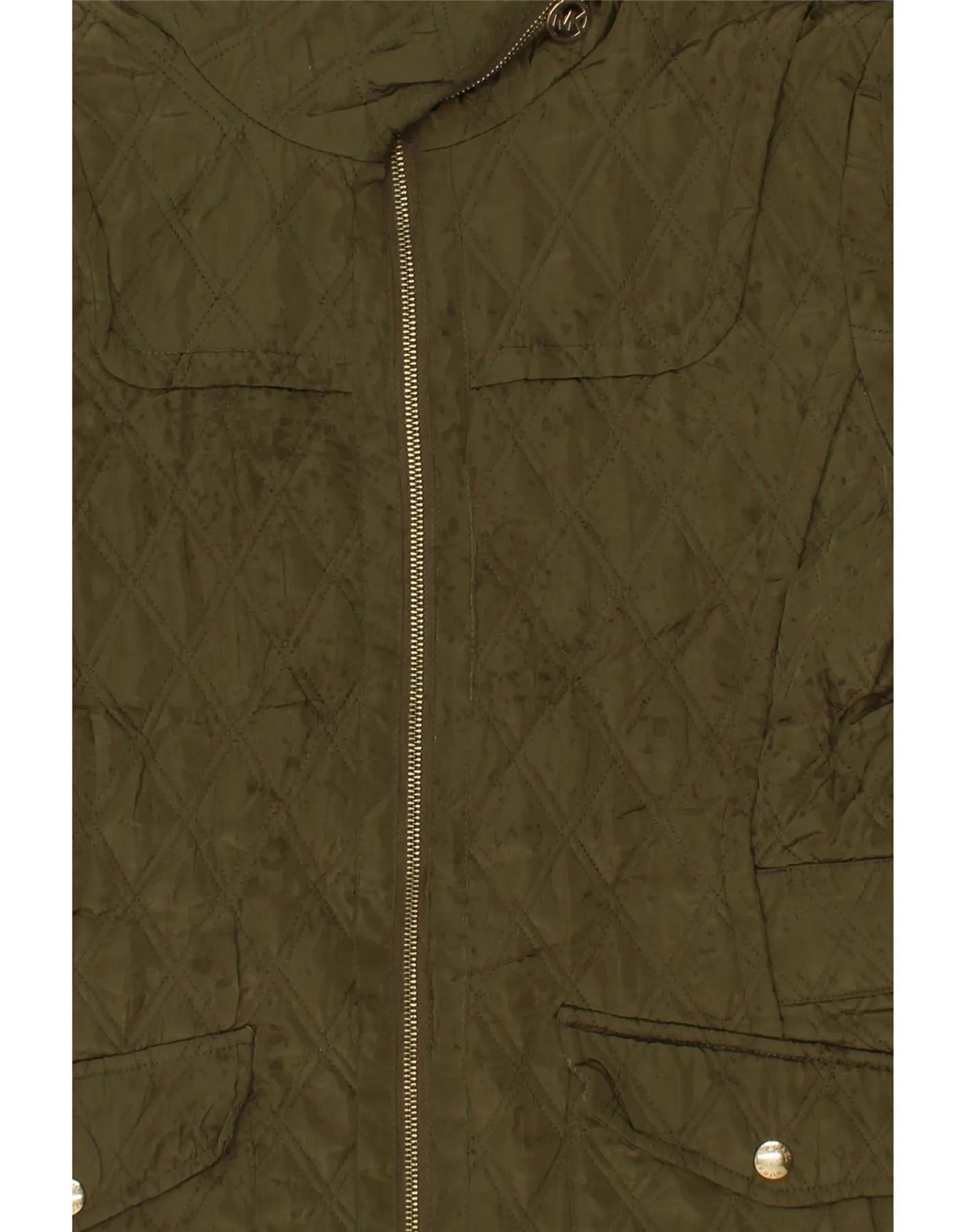 MICHAEL KORS Womens Quilted Jacket UK 14 Large Khaki Polyester
