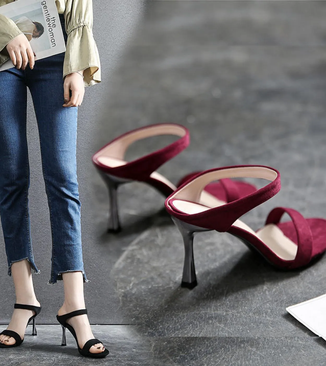 Mocassini da donna Moda estiva Tacchi alti Sandali Scivoli Donna Zeppe Calzature 2022 Infradito da spiaggia femminile Scarpe 34