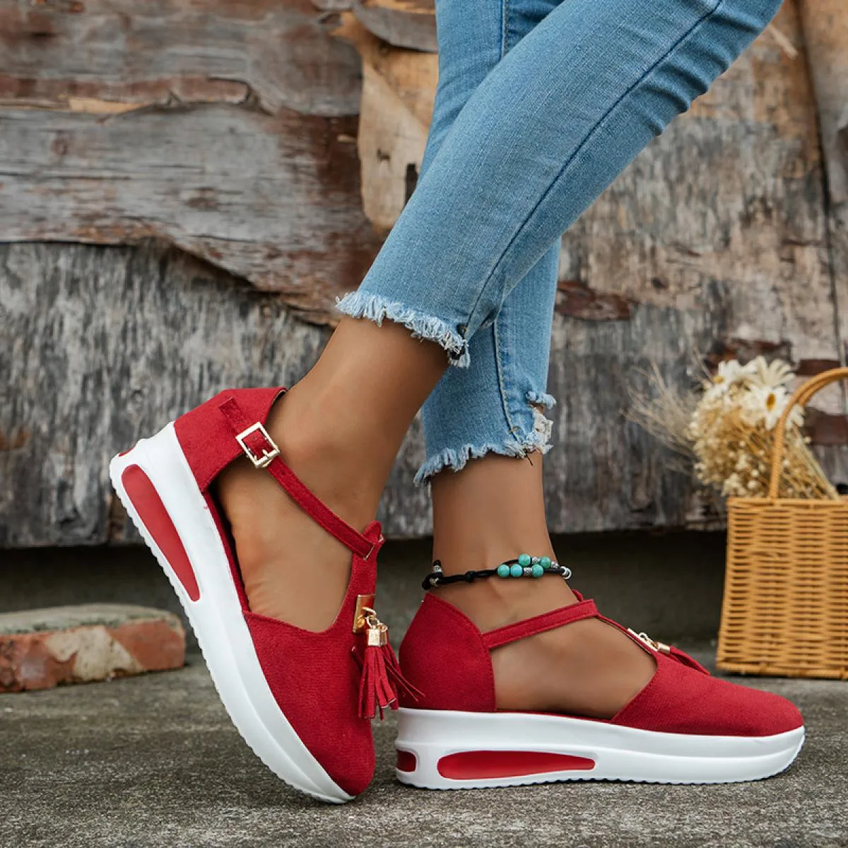 Mocassini New Nappa Autunno Striscia Fibbia Sandali sportivi da spiaggia con zeppa cava Suola morbida casual da corsa Pescatore