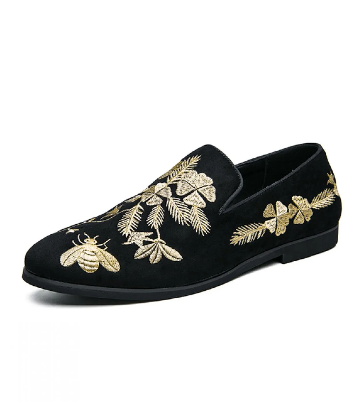 Mocassini Scarpe da uomo Finta pelle scamosciata Nero Moda Affari Casual Festa di nozze Classico Scarpa elegante ricamata squisi