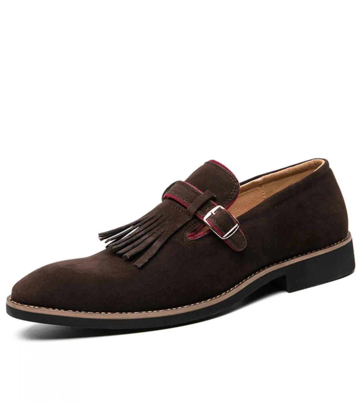Mocassini Scarpe da uomo Finta pelle scamosciata Tinta unita Classic Fashion Business Casual Wedding Pie Retro Fringe Monk Buckl
