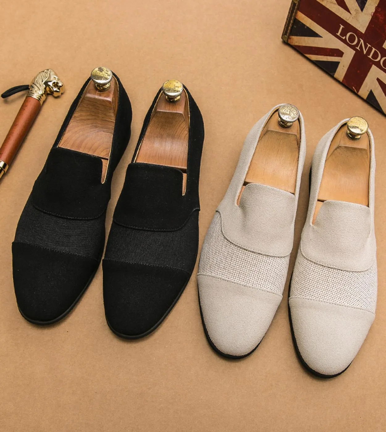 Mocassini Scarpe da uomo Tinta unita Pelle scamosciata artificiale Cuciture a tre sezioni Moda Comode scarpe eleganti casual da