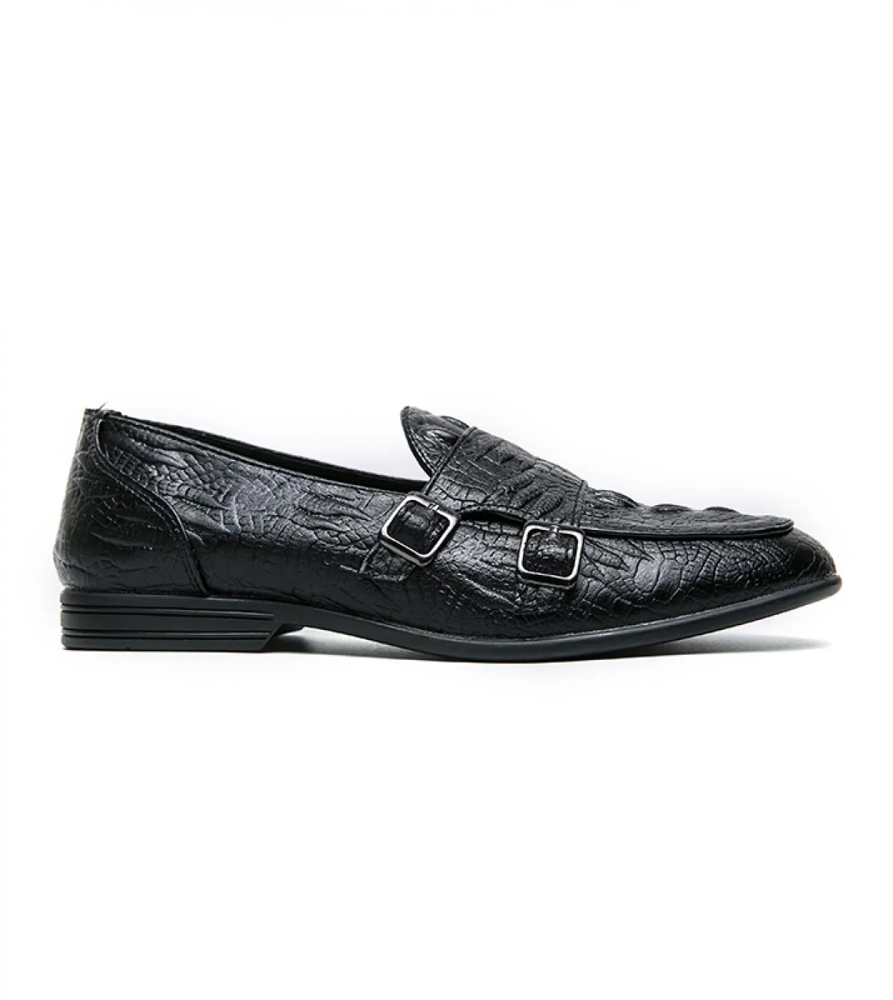 Mocassini Uomo Coccodrillo Modello Tinta unita Pu Retro Monk Doppia fibbia Moda Casual Festa di nozze Scarpe eleganti quotidiane