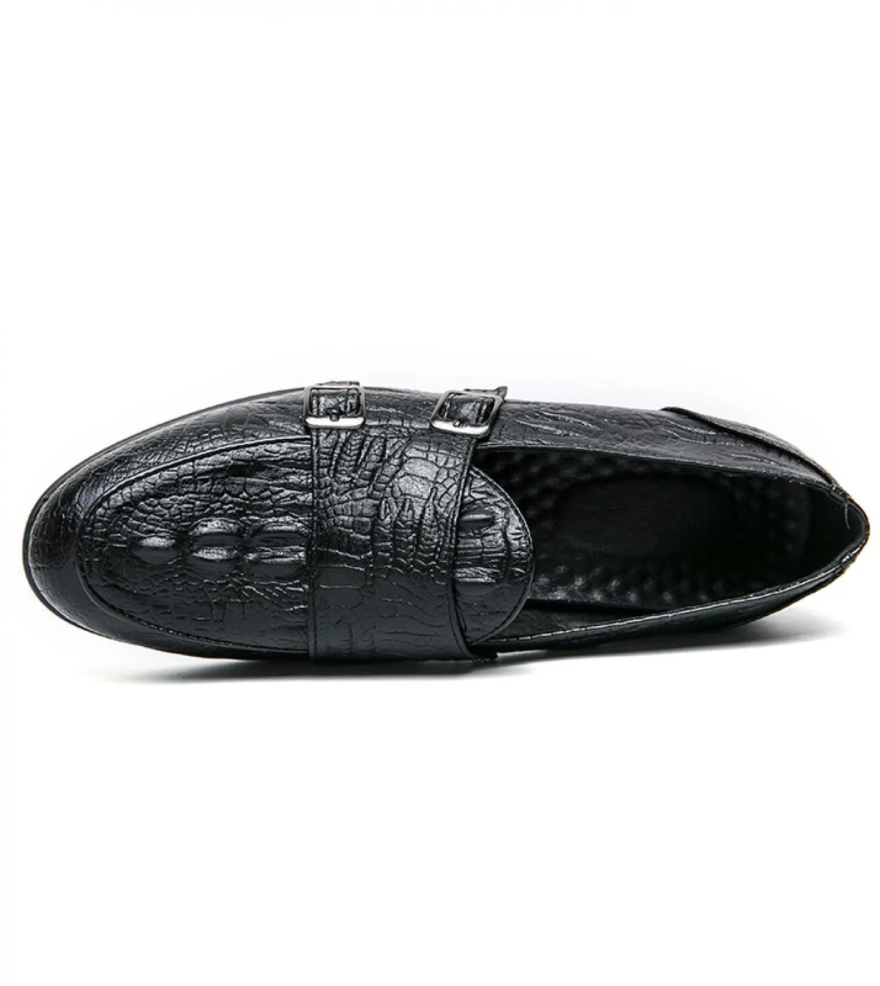 Mocassini Uomo Coccodrillo Modello Tinta unita Pu Retro Monk Doppia fibbia Moda Casual Festa di nozze Scarpe eleganti quotidiane