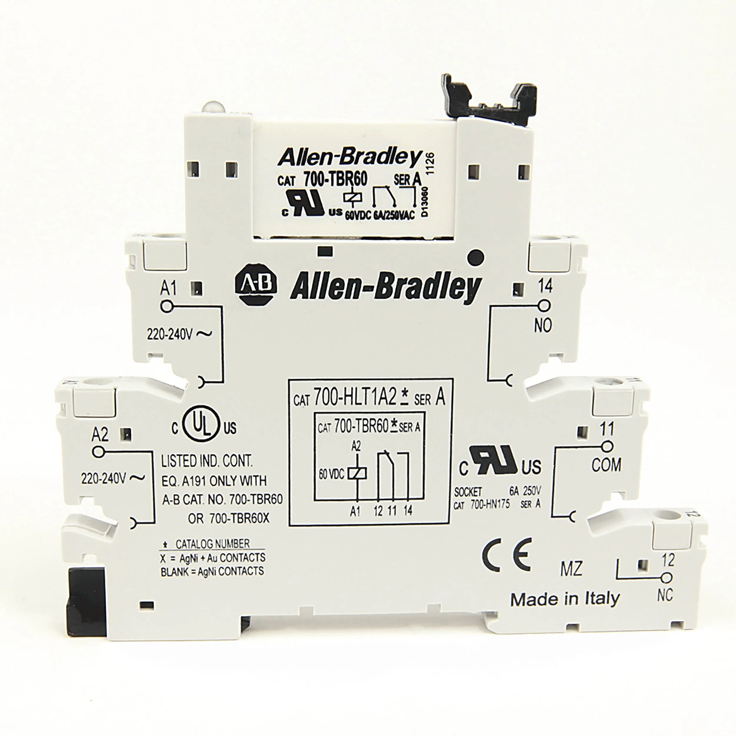 Modulo interfaccia relè Allen Bradley serie 700-HL, bobina 220 → 240V ca/cc, Guida DIN