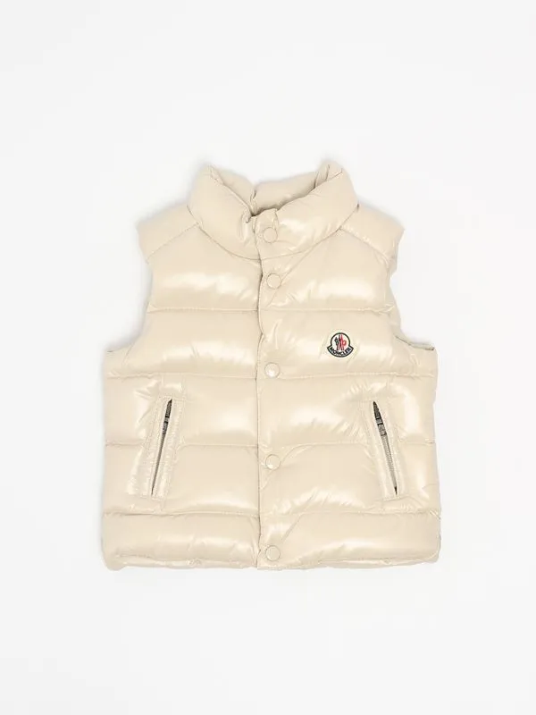 MONCLER  Gilet neonato Moncler Bernard in piuma Panna