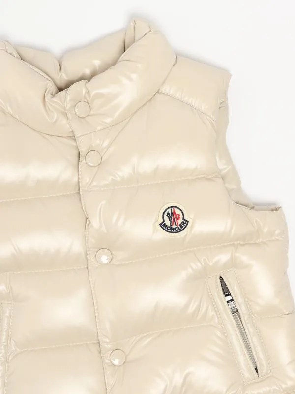 MONCLER  Gilet neonato Moncler Bernard in piuma Panna
