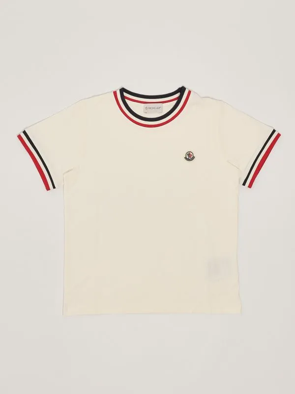 MONCLER  T-shirt bambino Moncler in cotone Panna