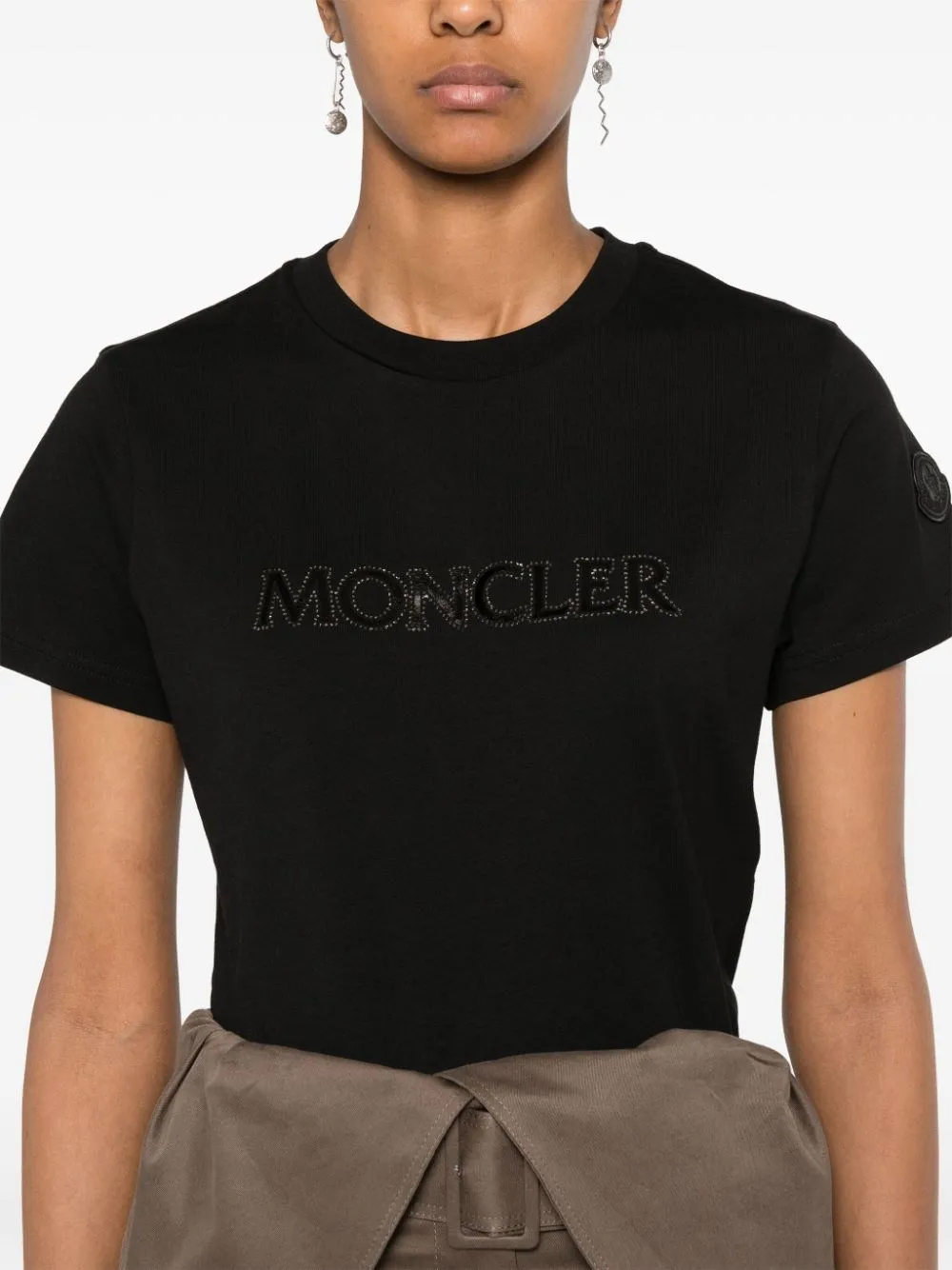 Moncler-T-shirt con decorazione di cristalli