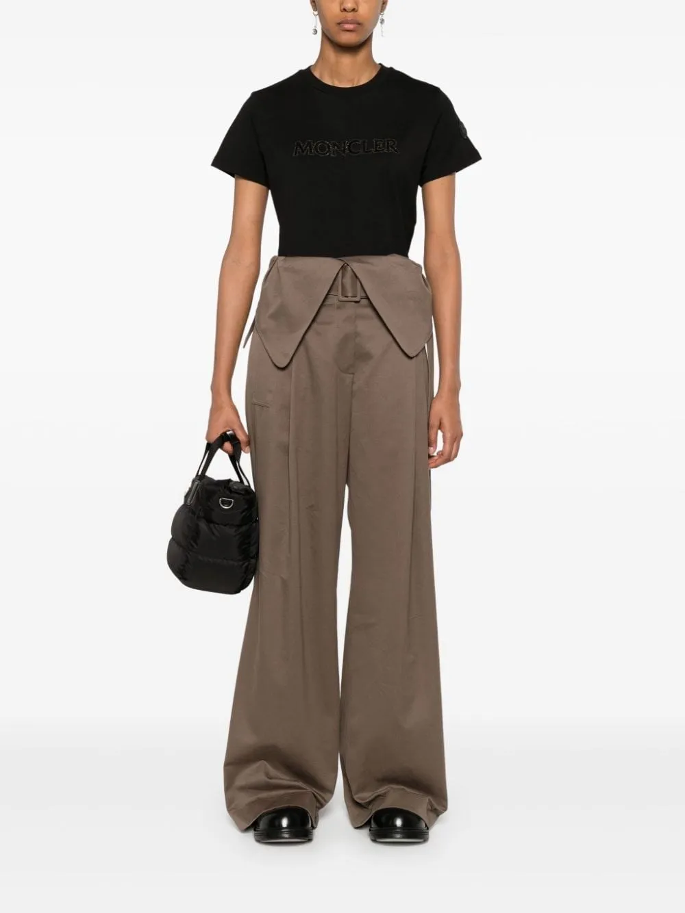 Moncler-T-shirt con decorazione di cristalli