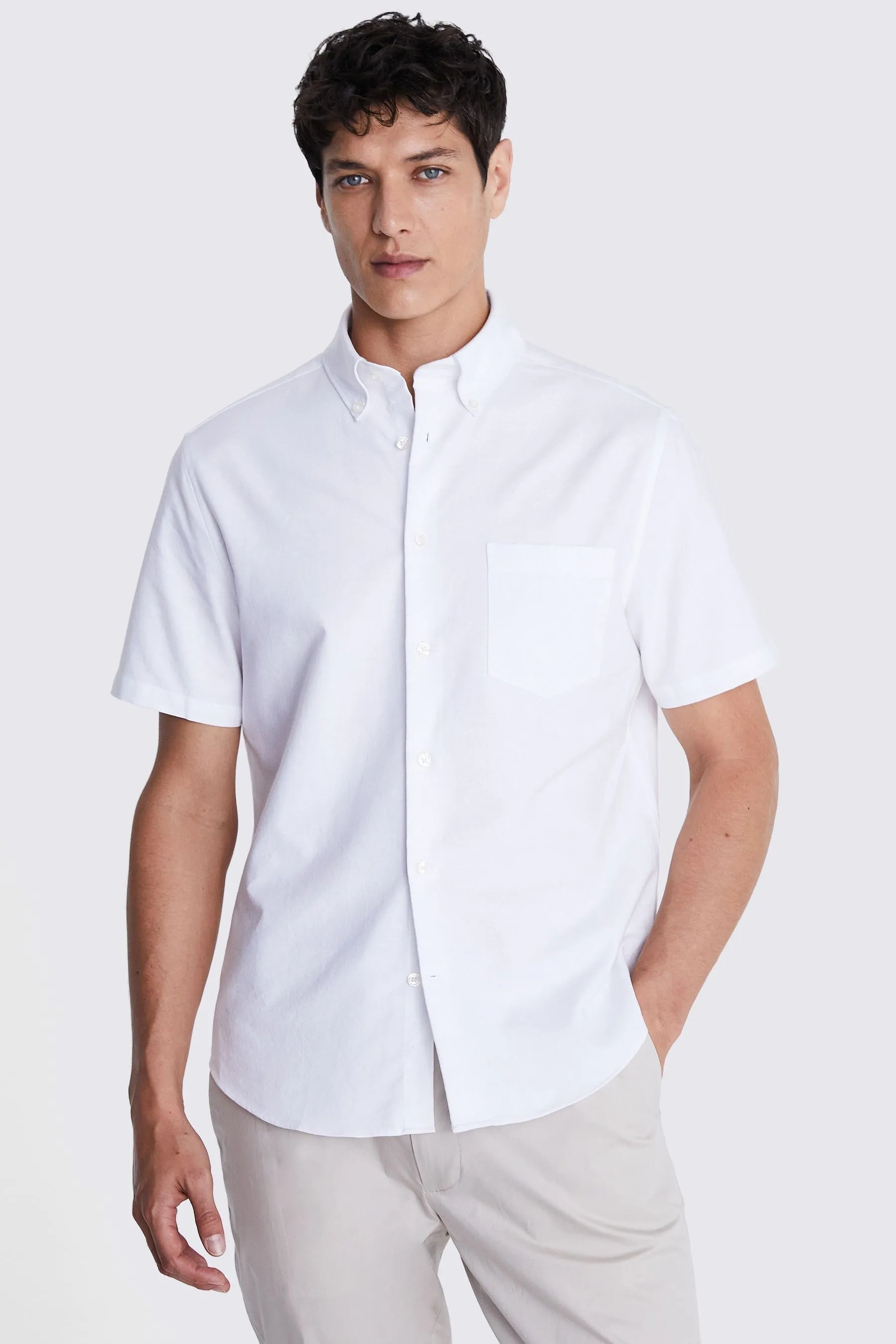 MOSS Manica corta - Camicia Oxford slavata