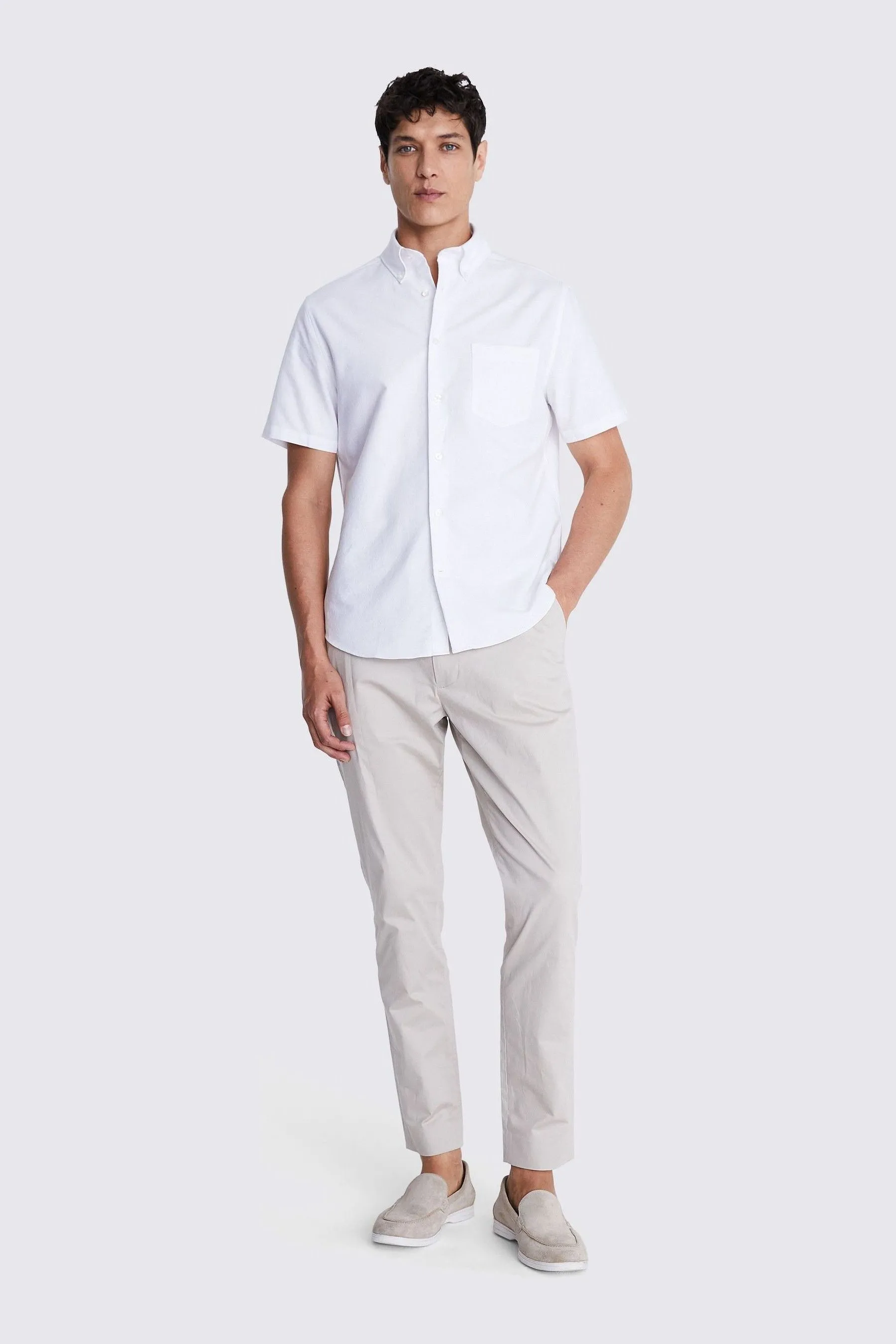 MOSS Manica corta - Camicia Oxford slavata