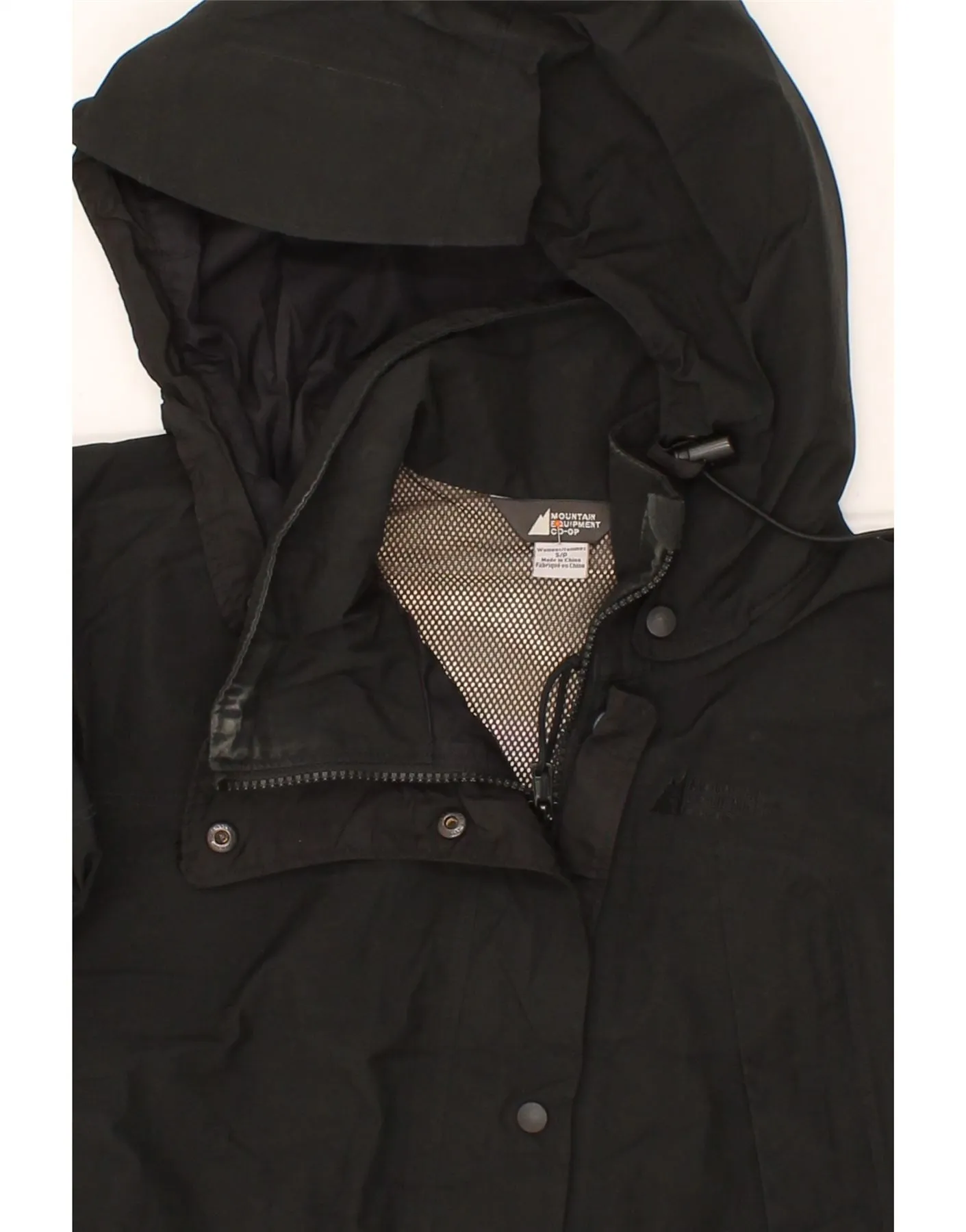 MOUNTAIN EQUIPMENT Womens Hooded Rain Jacket UK 10 Small Black Nylon