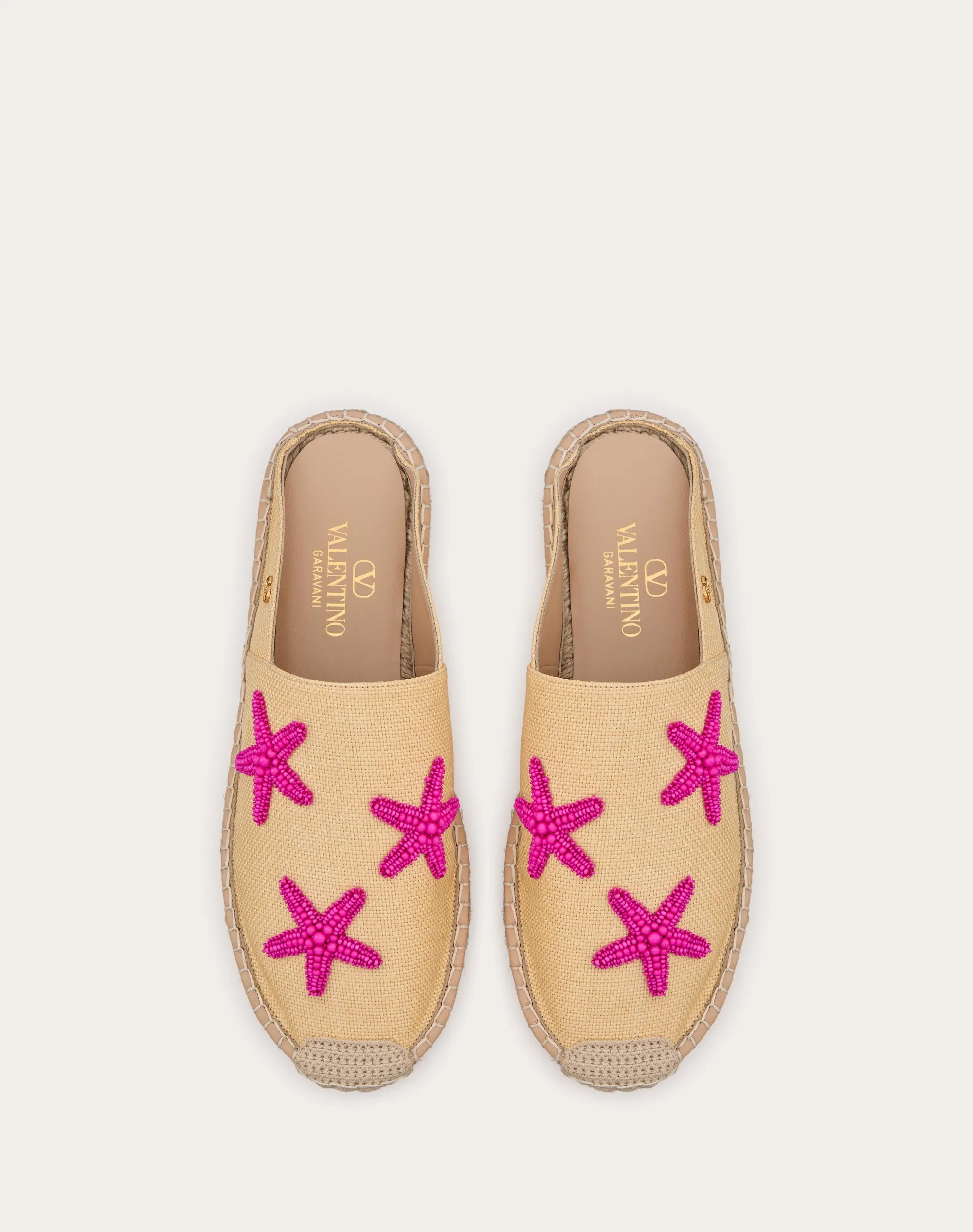MULE VALENTINO GARAVANI ESCAPE IN RAFIA CON RICAMO STARFISH 25MM