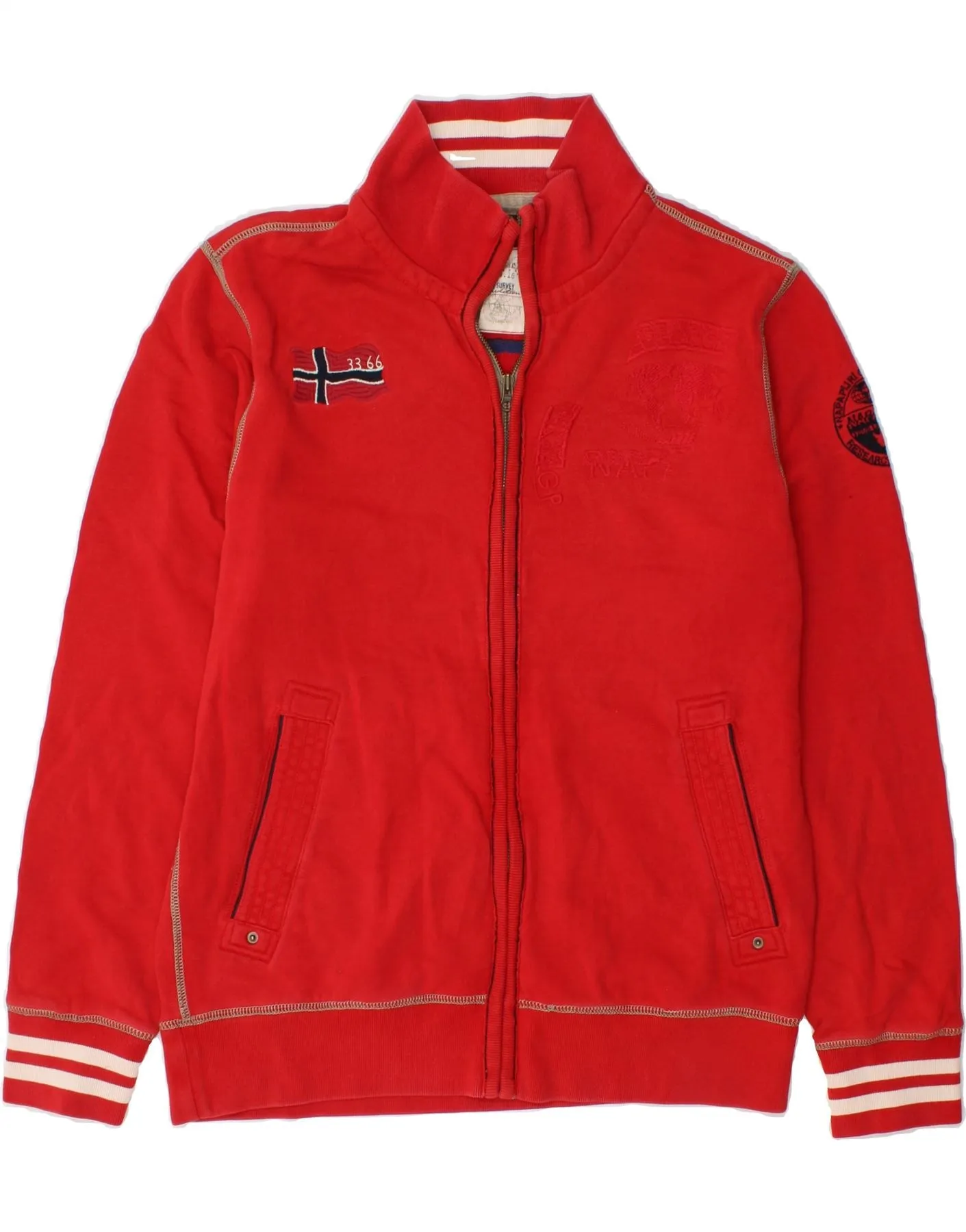 NAPAPIJRI Mens Graphic Tracksuit Top Jacket XL Red Cotton