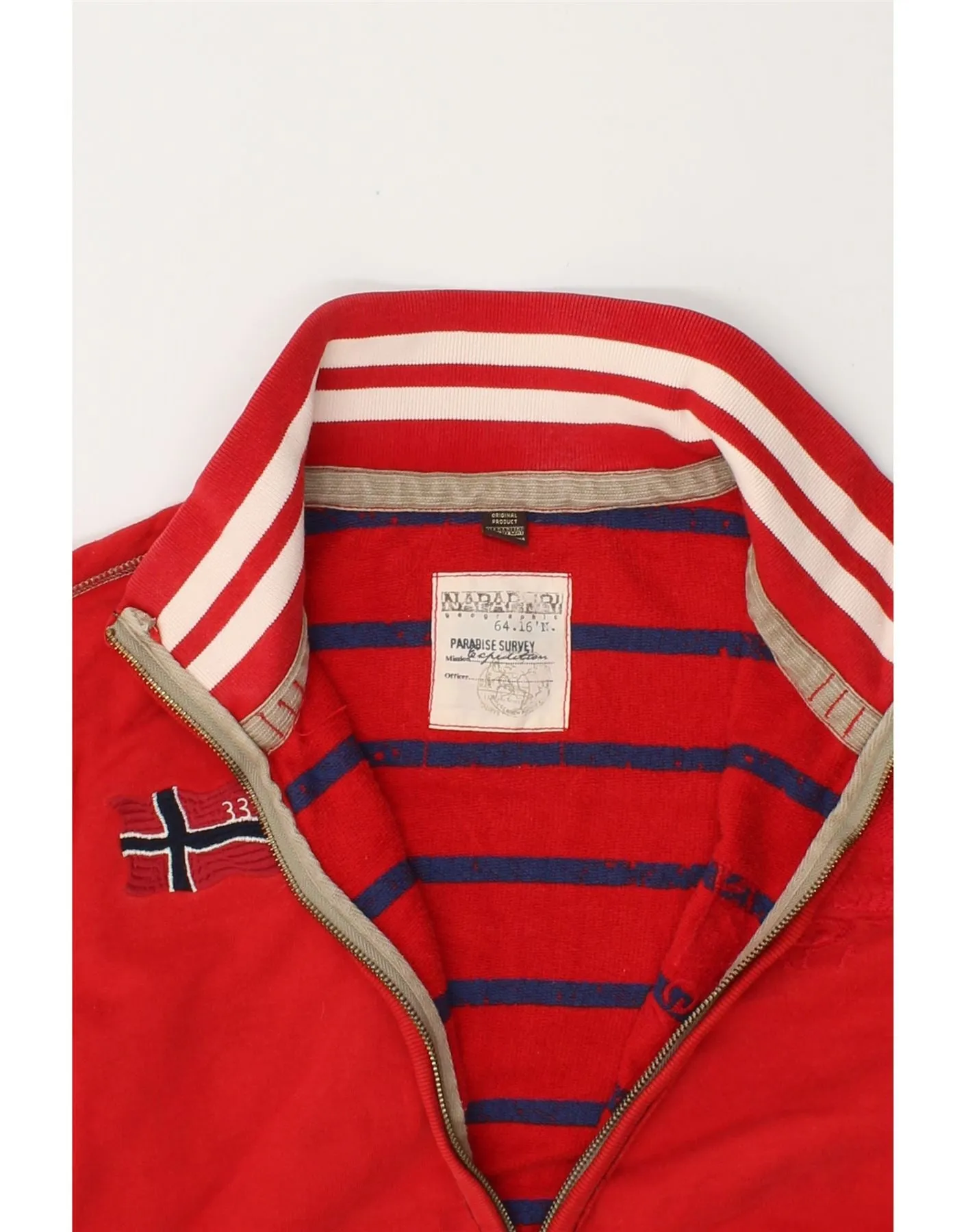 NAPAPIJRI Mens Graphic Tracksuit Top Jacket XL Red Cotton