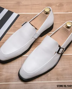 New British Mens Bianco Nero Monk Slip On Strap Oxford Scarpe Mocassini Wedding Prom Homecoming Party Calzature Zapatos H