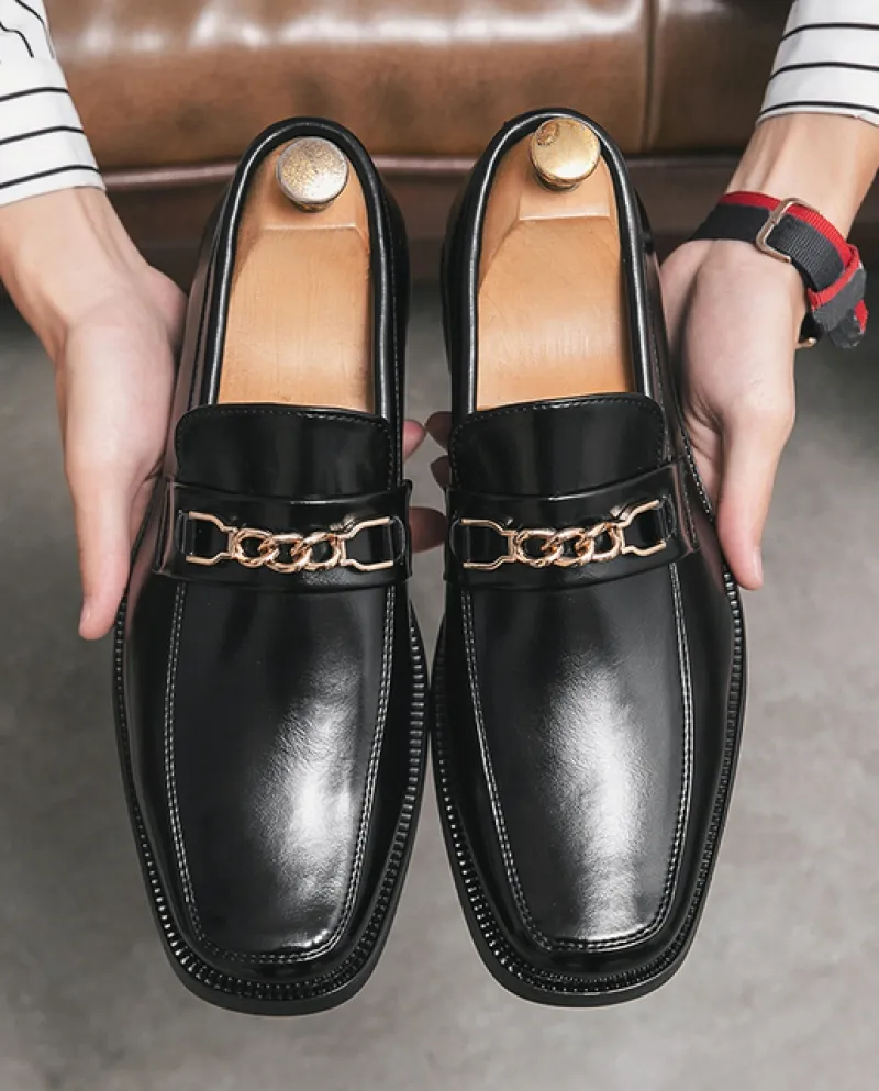 New British Mens Vintage Catena di metallo Nero Marrone Oxford Scarpe in pelle Mocassini Wedding Prom Homecoming Calzature Zapat