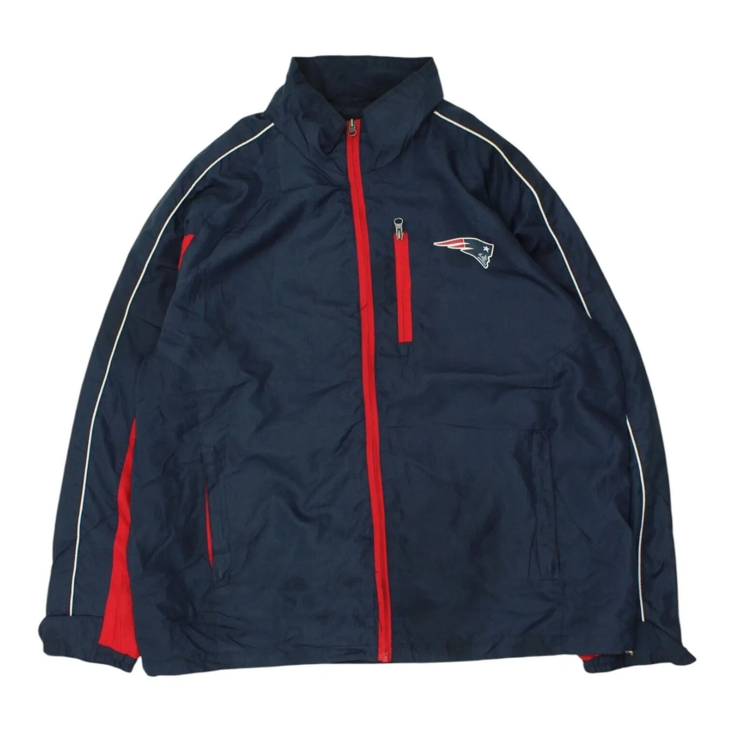 New England Patriots Mens Navy Jacket | Vintage NFL Tracksuit Top Sportswear