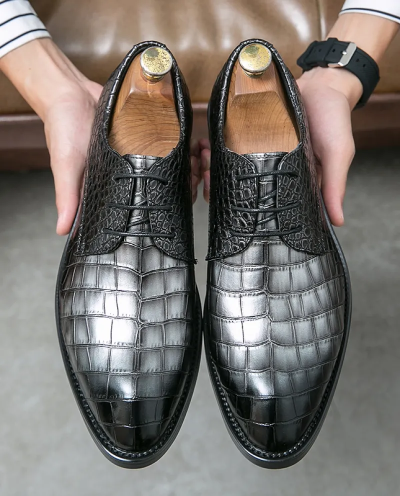 New Fashion Luxury Designer Gentleman Pointed Crocodile Pattern Scarpe da sposa in pelle Uomo Casual Mocassini Abito formale Fo
