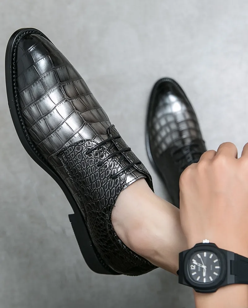 New Fashion Luxury Designer Gentleman Pointed Crocodile Pattern Scarpe da sposa in pelle Uomo Casual Mocassini Abito formale Fo