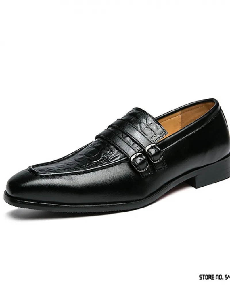 New Luxury Fashion Dress Prom Wedding Scarpe in pelle verniciata per uomo Modello coccodrillo Monk Strap Mocassini Zapatos Hombr