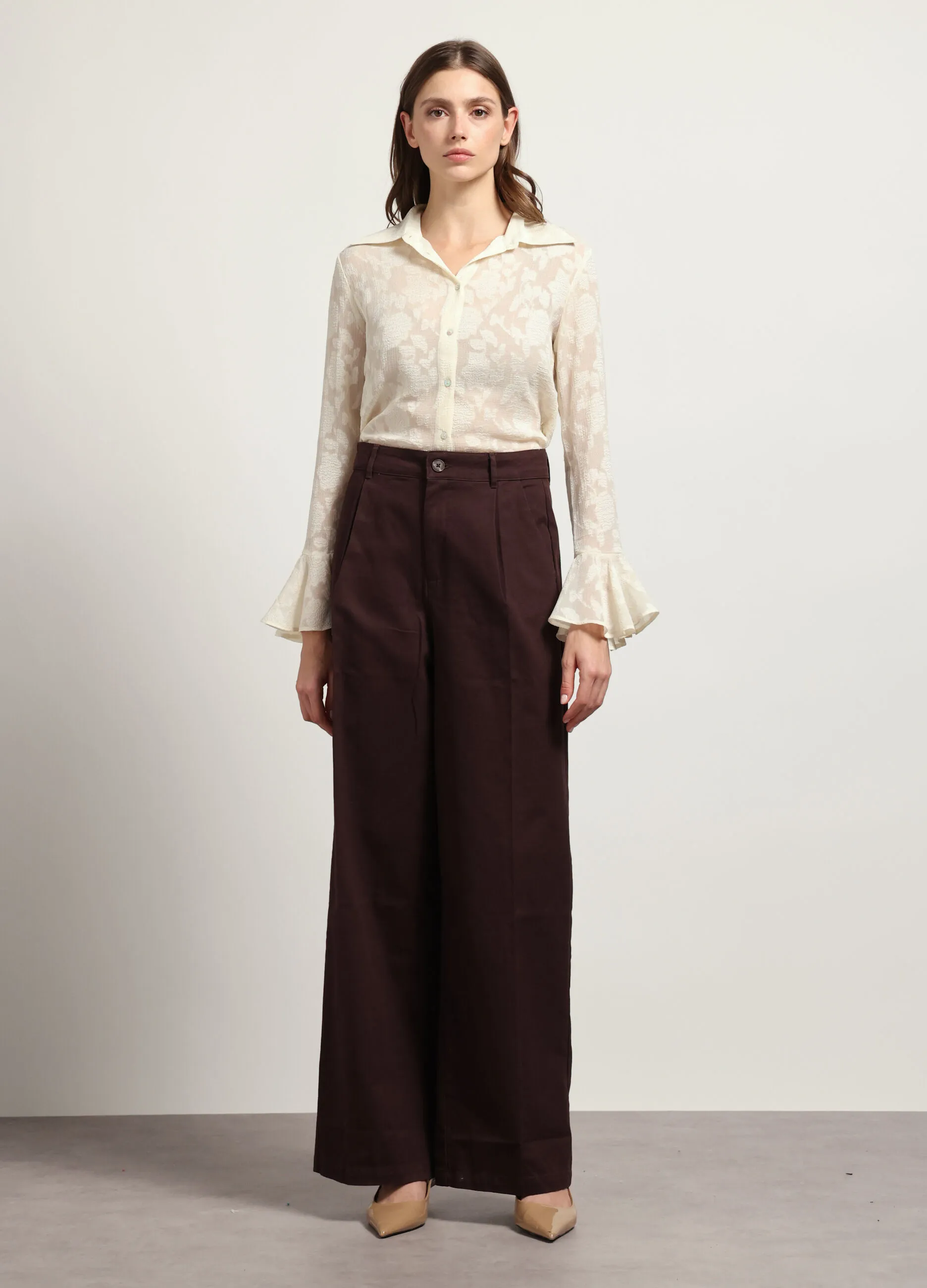 NICE & CHIC  Pantalone palazzo in puro cotone donna