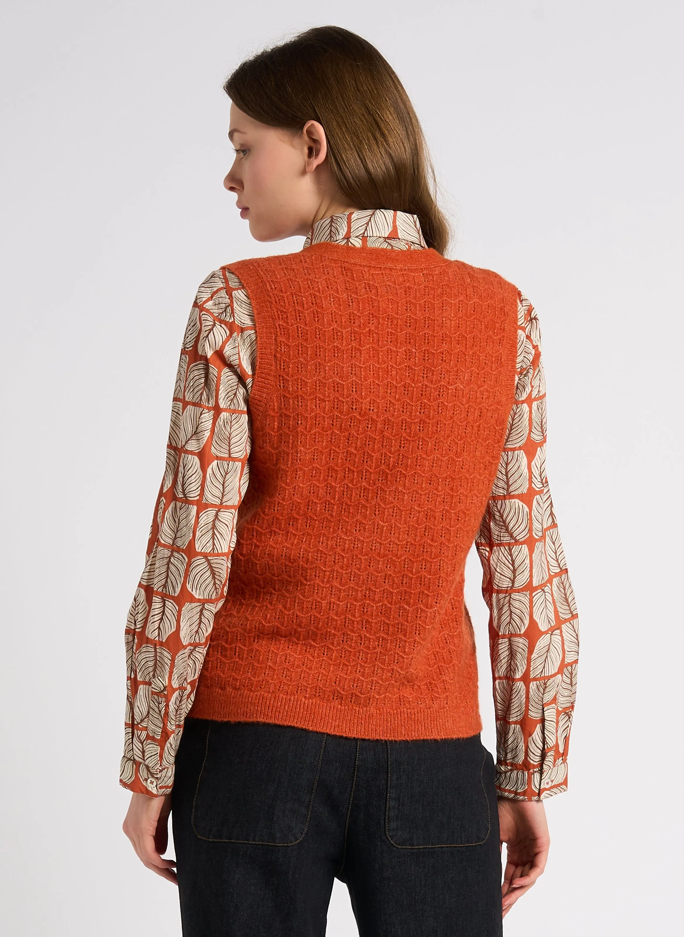  NICE THINGS   Cardigan dritto con scollo a V | Arancione