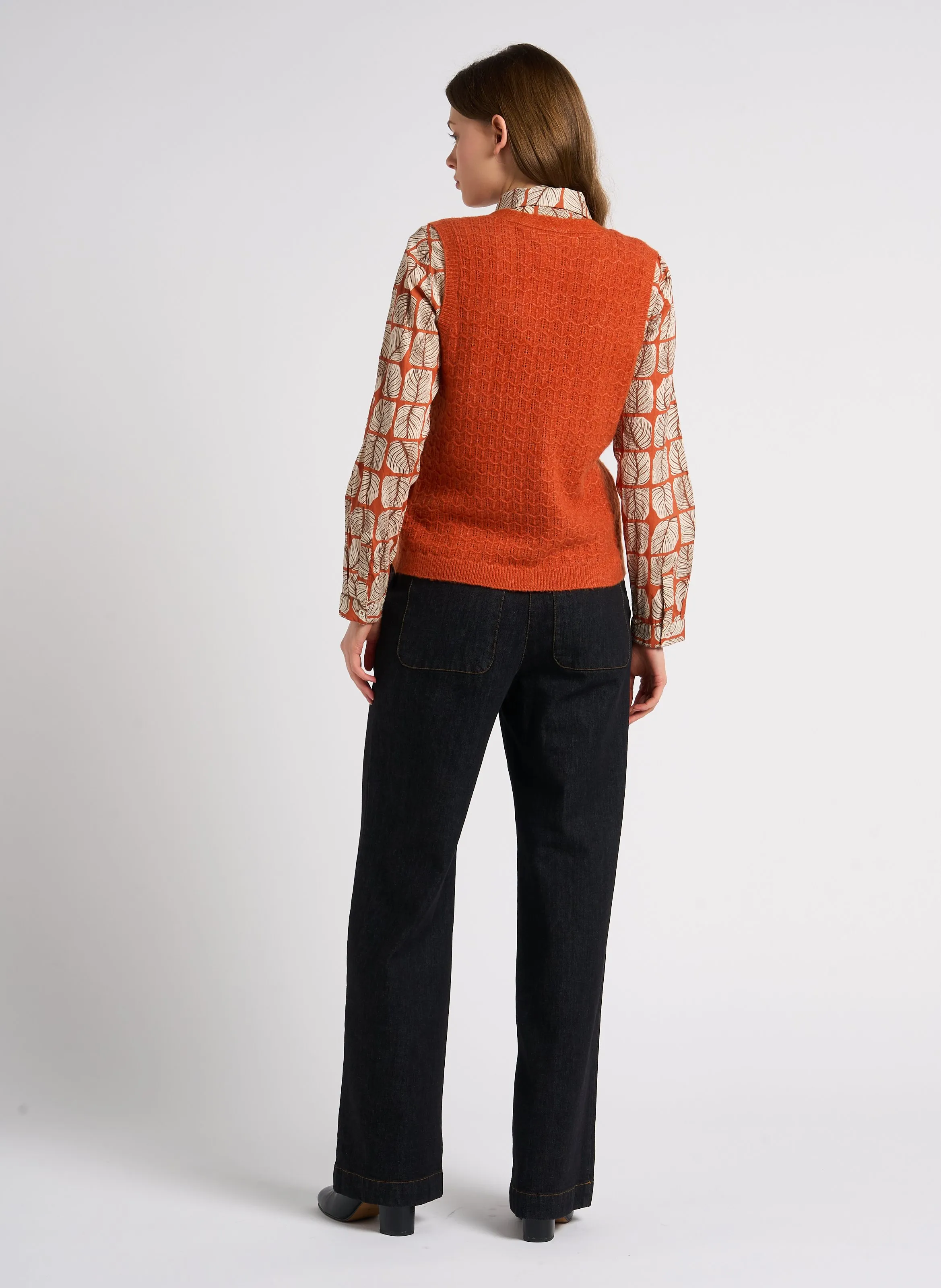  NICE THINGS   Cardigan dritto con scollo a V | Arancione