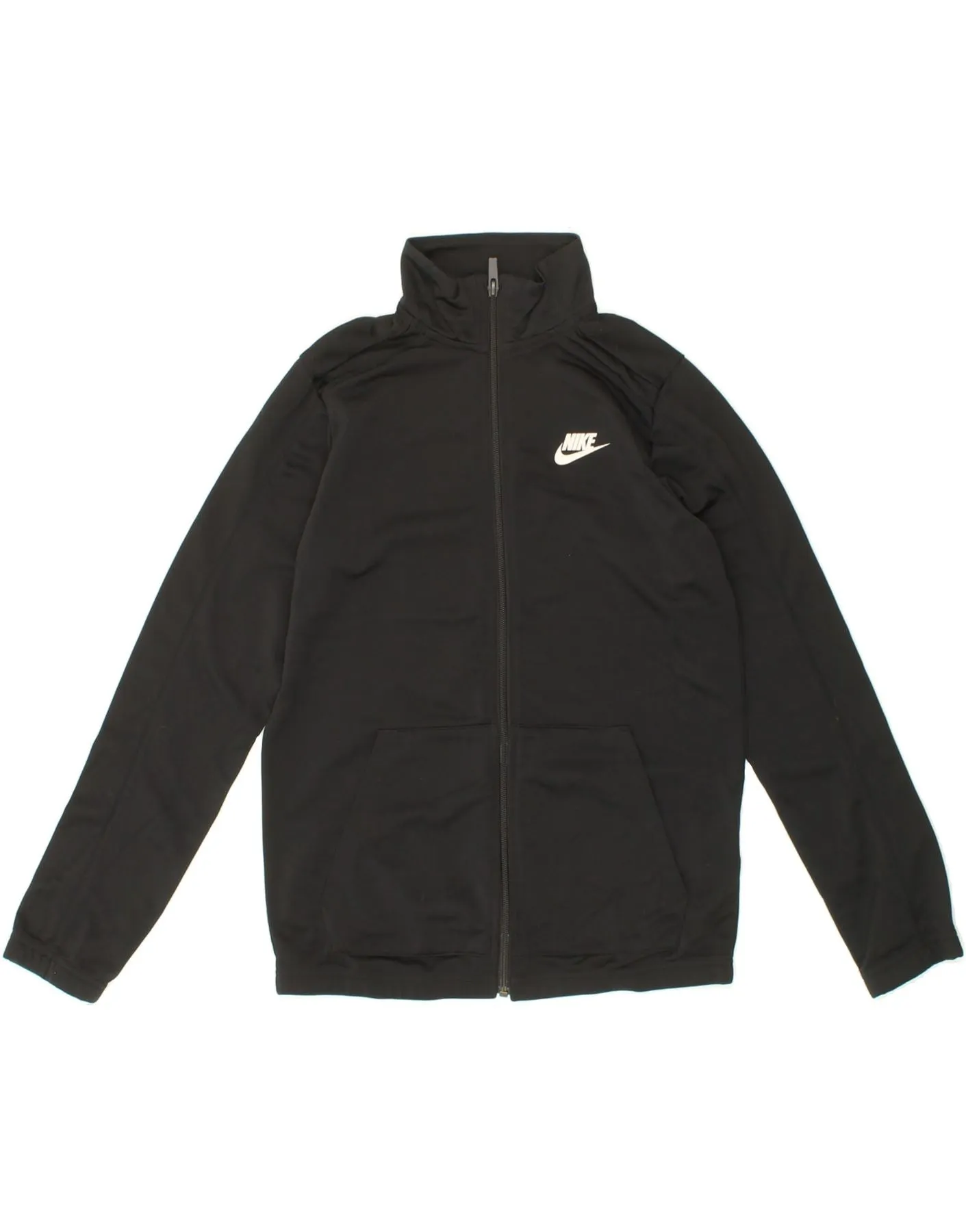 NIKE Boys Tracksuit Top Jacket 12-13 Years Large  Black Polyester