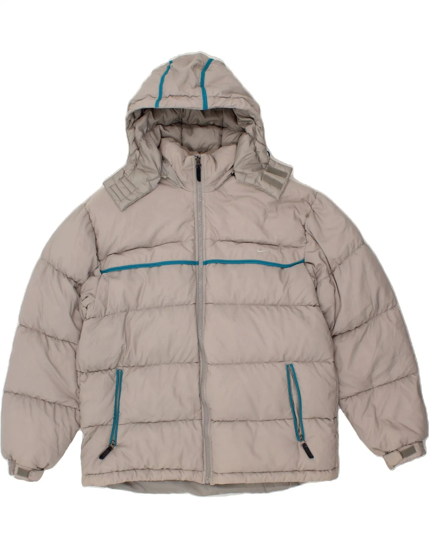 NIKE Mens Hooded Padded Jacket UK 39/41 Medium Grey