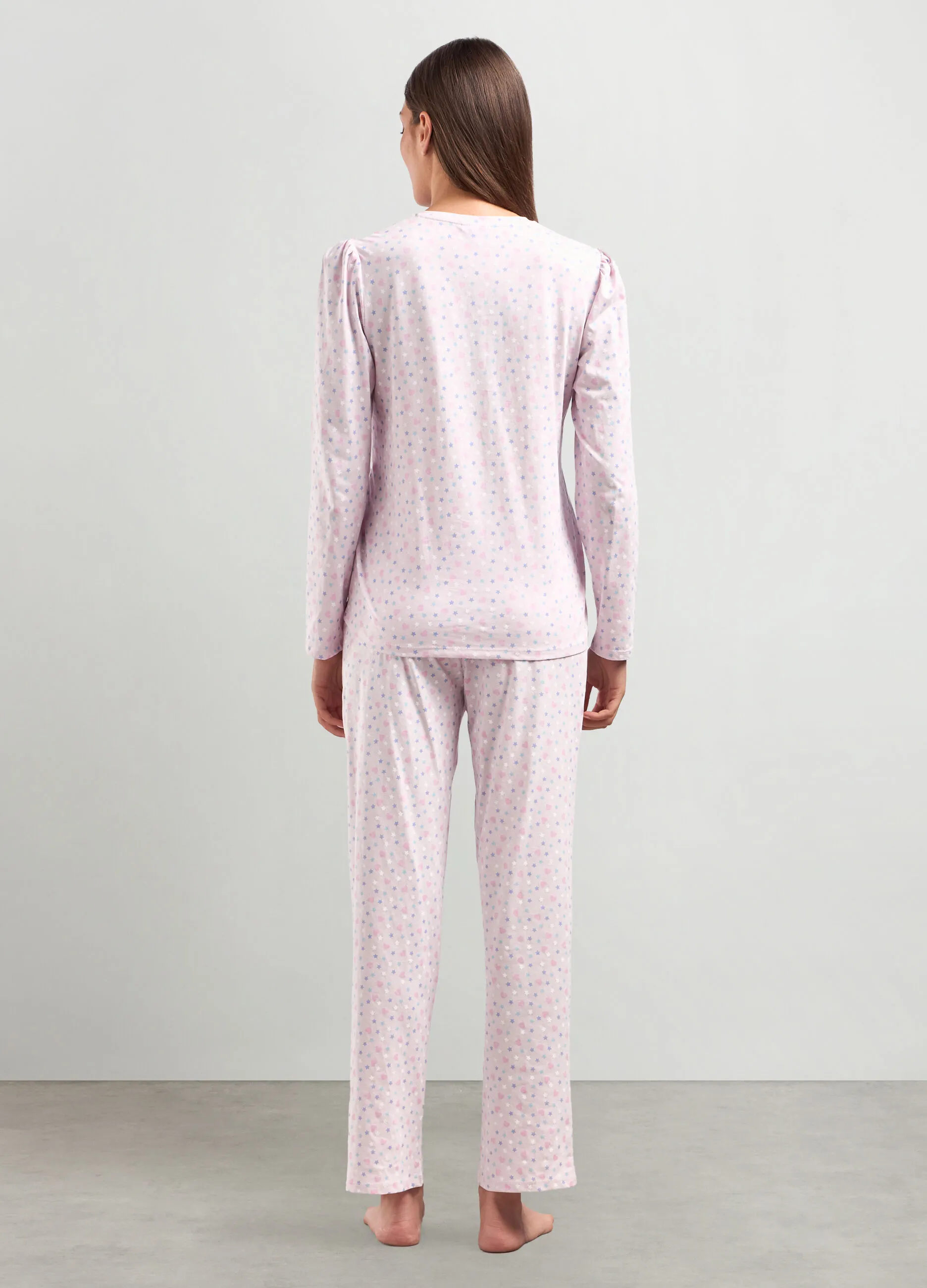 NYMOS  Set pigiama lungo in puro cotone donna
