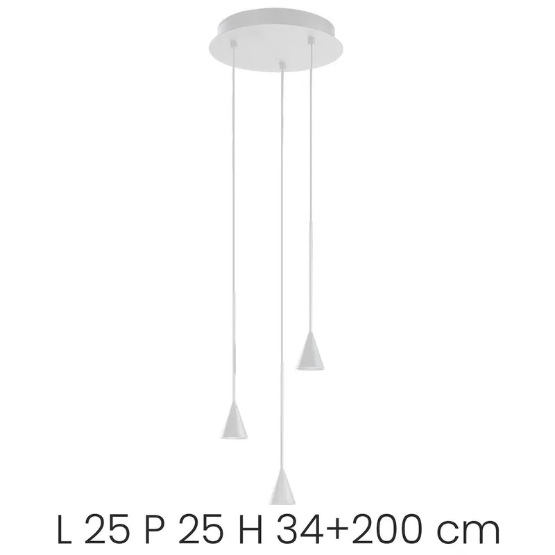 Ondaluce Sospensione LEX/3 LED in alluminio, bianco