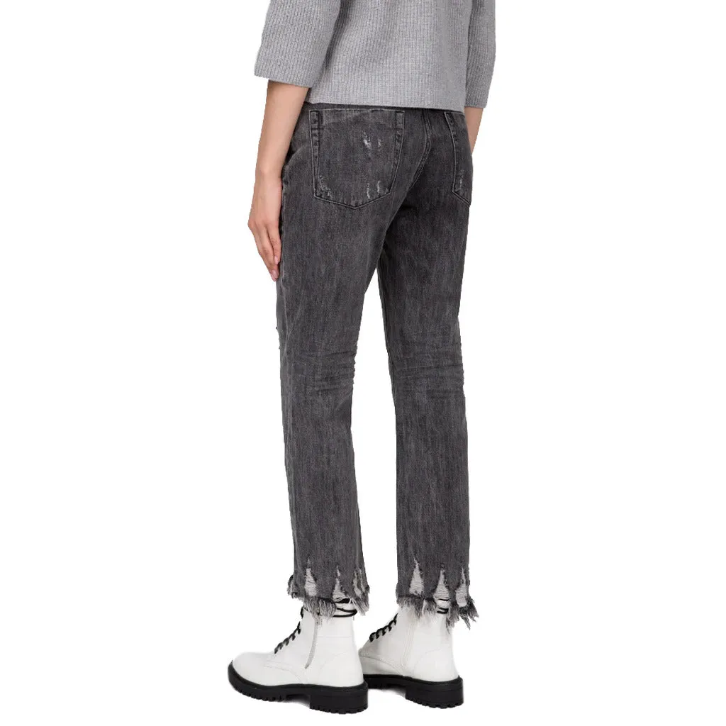 One Teaspoon pantalone jeans grigio vita alta   