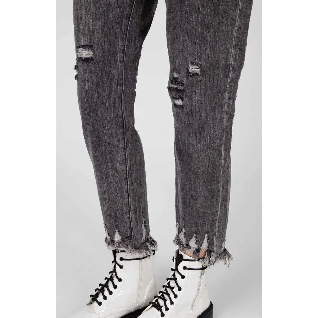 One Teaspoon pantalone jeans grigio vita alta   