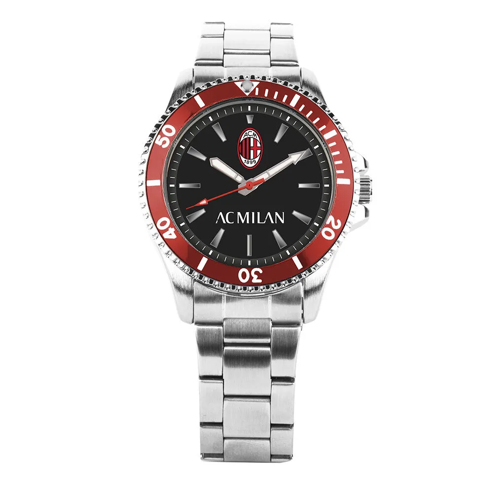 Orologio Al Quarzo Milan P-m7476unr Cassa Rotonda Metallo Argentato 41 mm Quadrante Nero Cinturino Acciaio Argentato