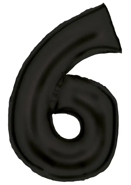 Palloncino foil numero 6 nero satinato 92 cm