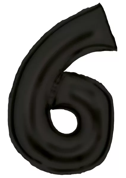 Palloncino foil numero 6 nero satinato 92 cm