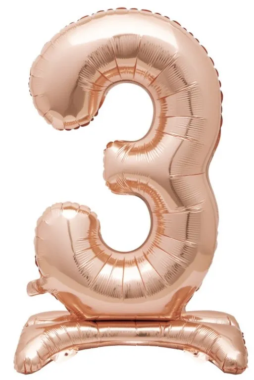 Palloncino numero 3 in piedi oro rosa 76 cm