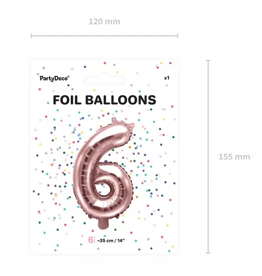 Palloncino numero 6 oro rosa 35 cm