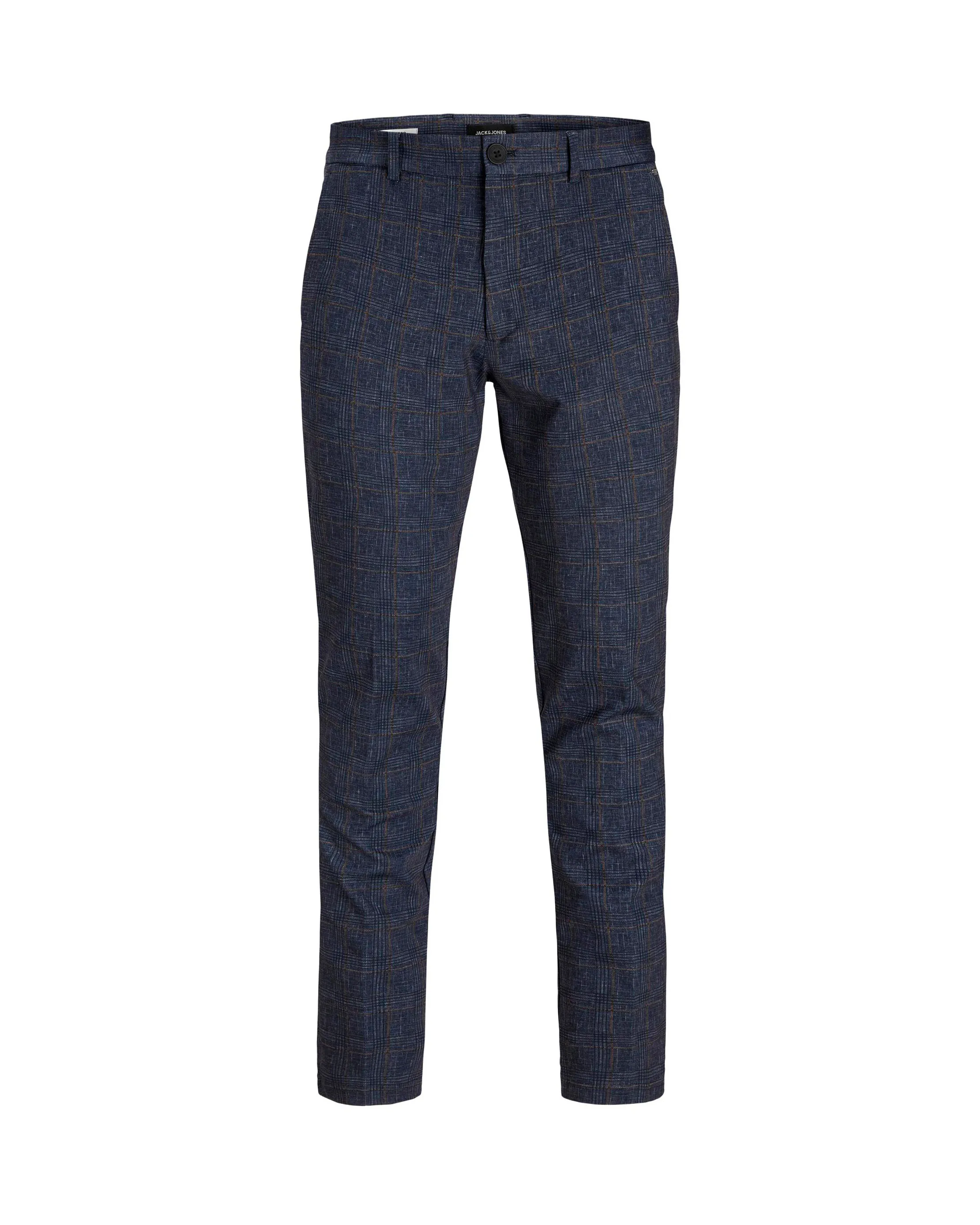 Pantalone chino blu in jersey a quadri scozzesi