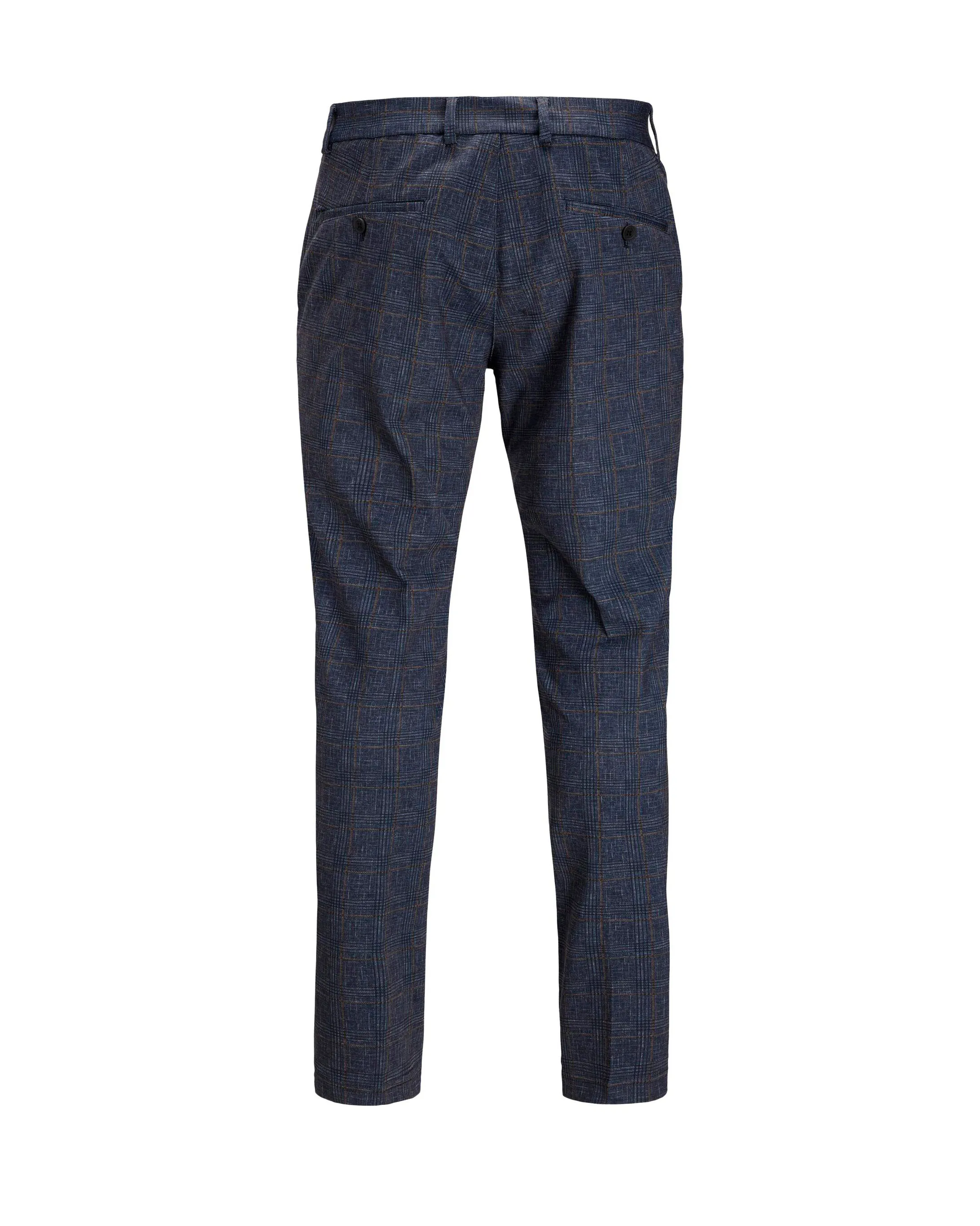 Pantalone chino blu in jersey a quadri scozzesi