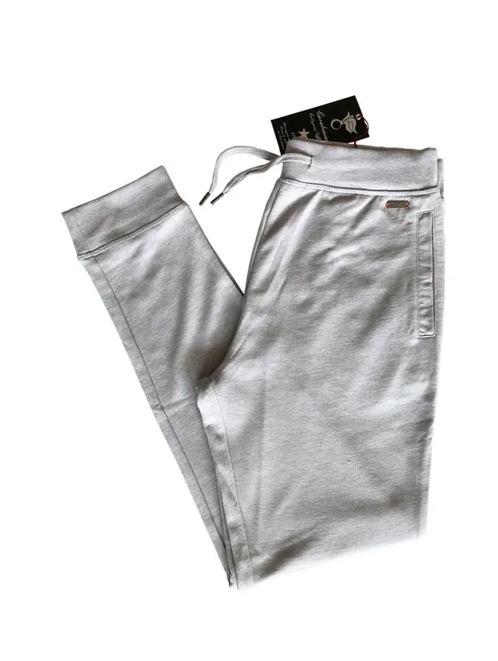Pantalone Felpa Non Garzata Grigio Melange Chiaro