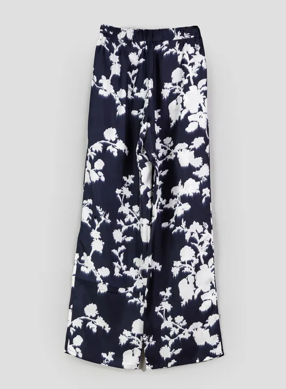 Pantalone in twill di pura seta stampata fiori - Max Mara Leisure