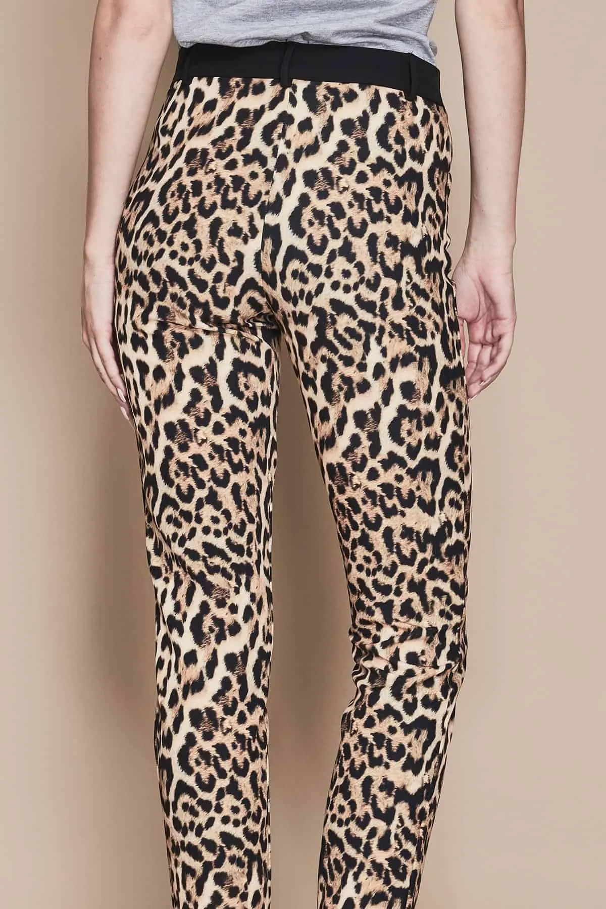 Pantaloni a sigaretta in tessuto maculato