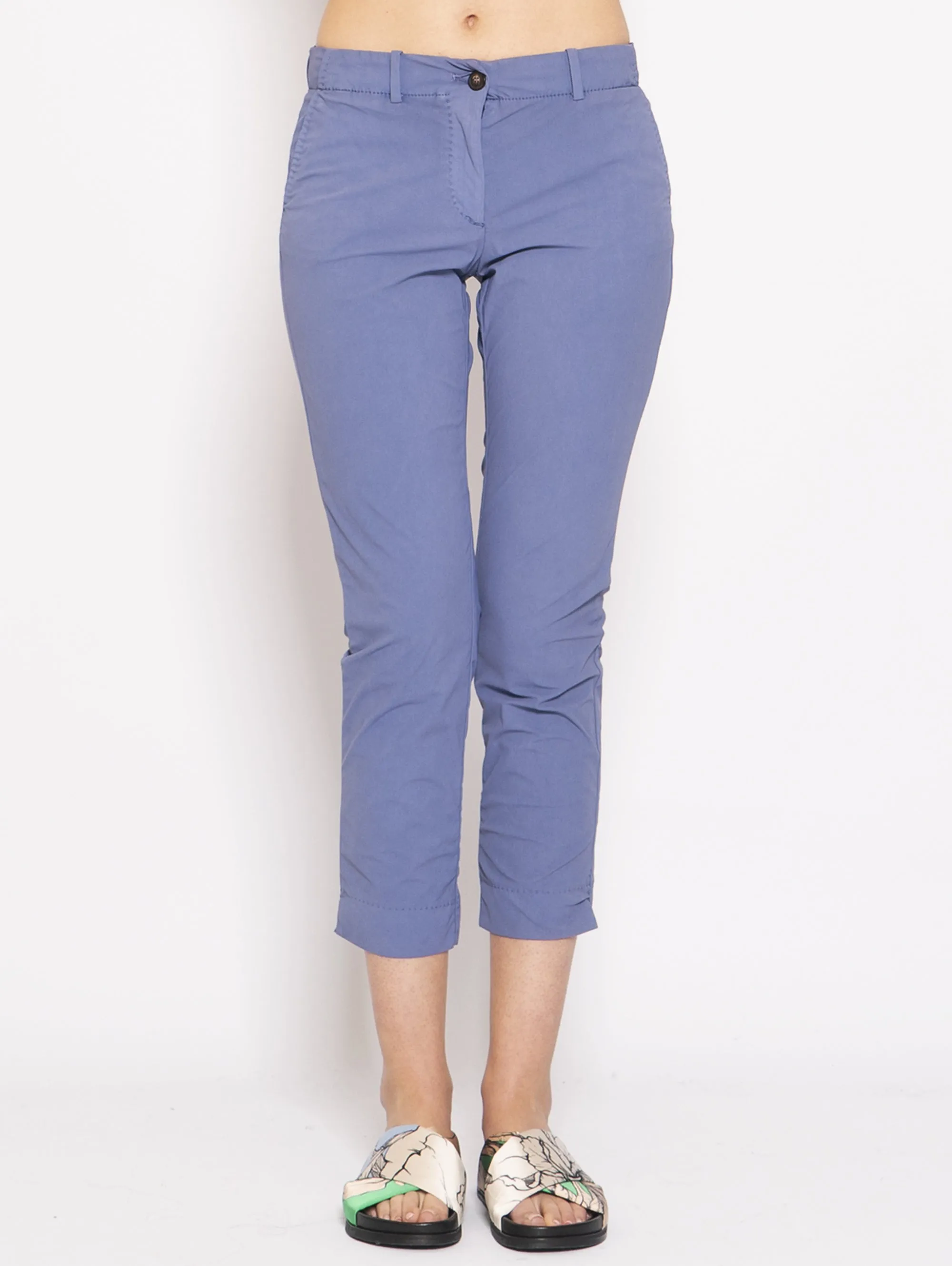 Pantaloni Capri in Lycra Lavato Celeste