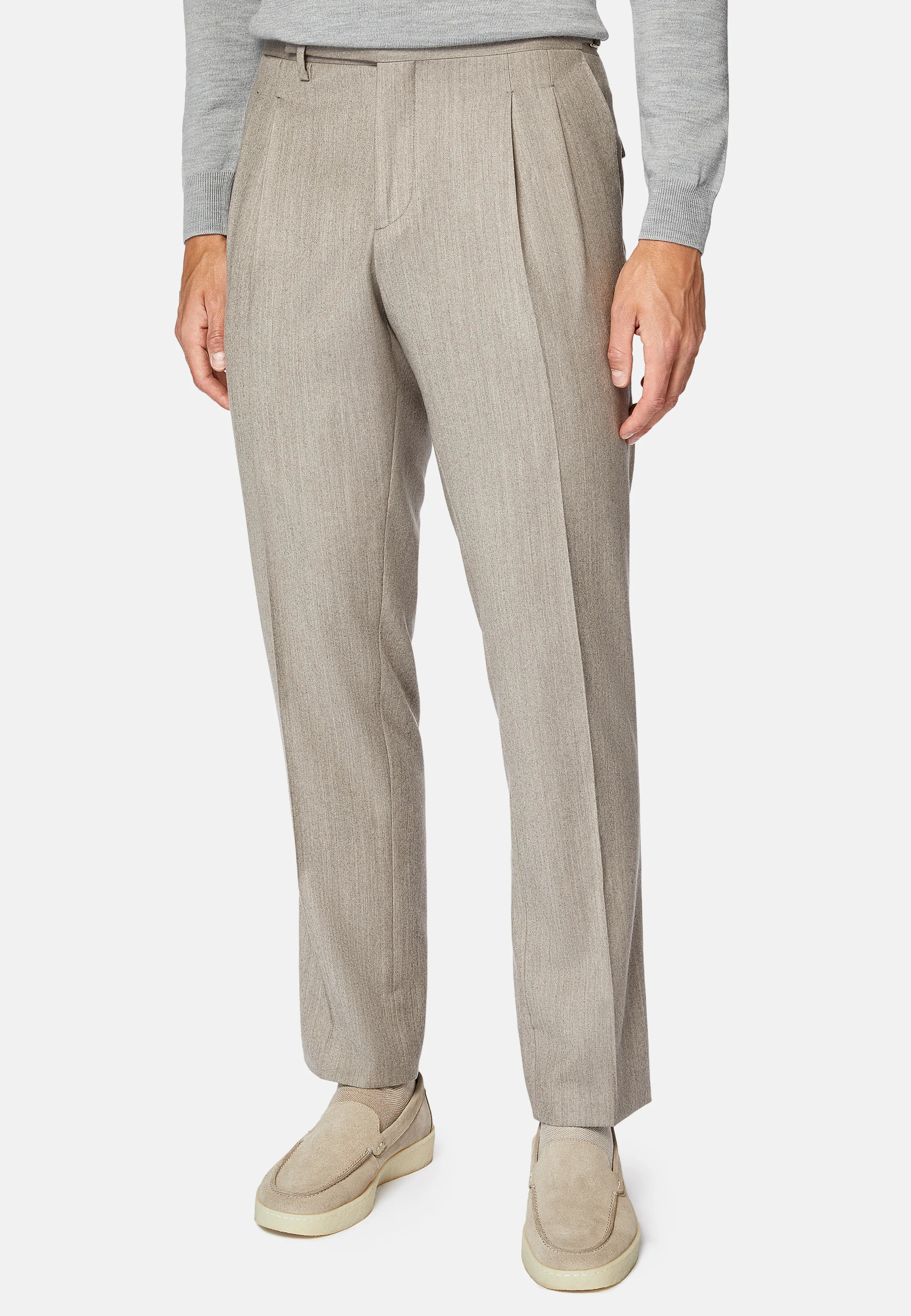 Pantaloni In Flanella Di Lana Cashmere