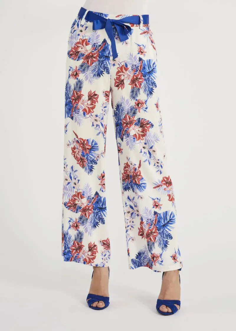 Pantaloni in viscosa floreale