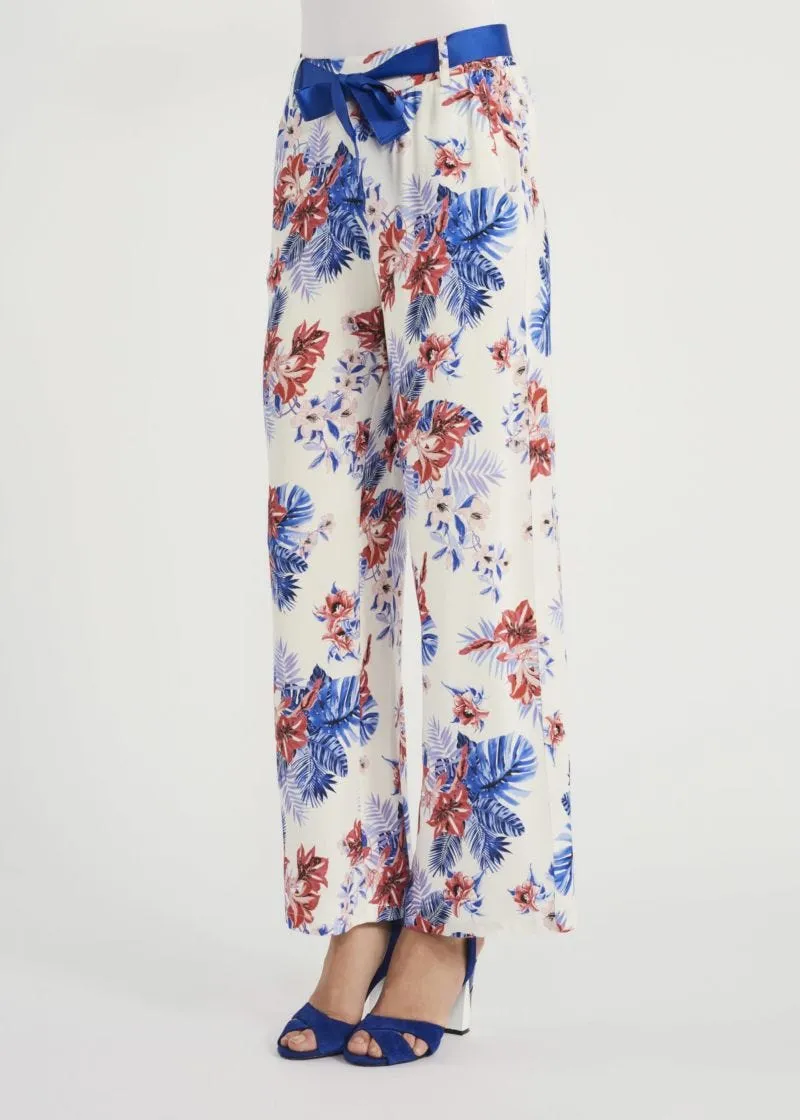 Pantaloni in viscosa floreale